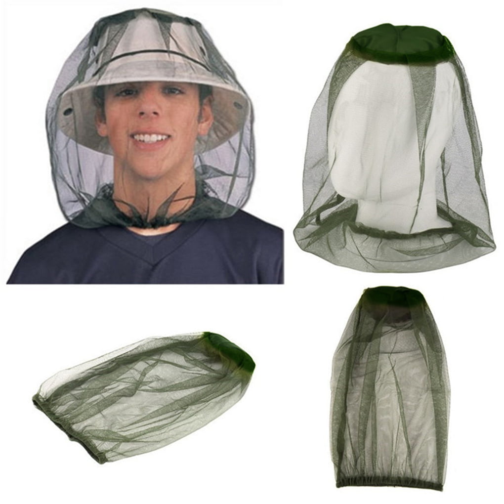 Mesh Net Hat Head Face Cover Anti Mosquito for Camping Fishing  Army Green 