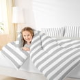 thumbnail image 3 of Meiyoeat Retro Pinstripe Twin Comforter Sets 2pcs, Modern Straight Line Bedding Set, Gray White,Grey Reversible,1 Comforter and 1 Pillowcase, 3 of 6