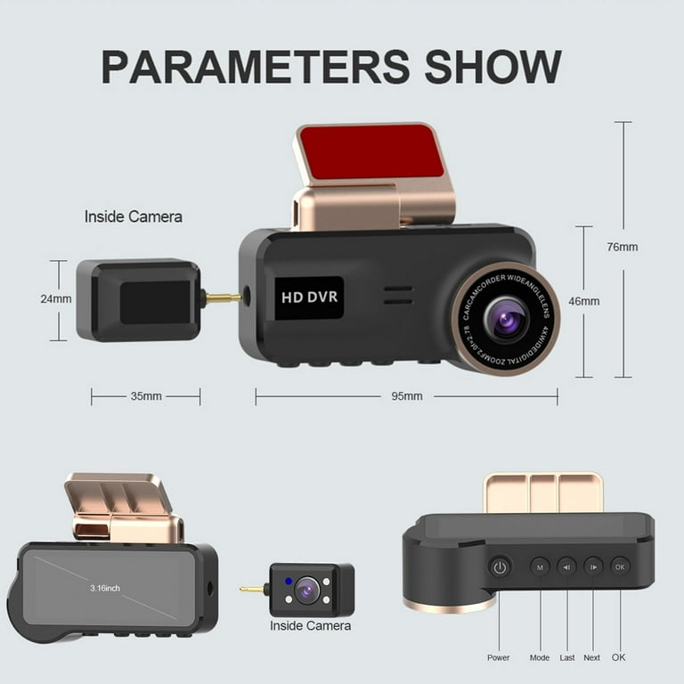 TSV Drive Recorder, 170 Car Dash Camera with Night Vision, 1080p Dash Cam, Car DVR Dash Camera with 4inch Screen, Parking Monitoring, Motion Detection