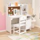 thumbnail image 2 of QinaQin Escritorio infantil con silla, alzada y gabinete, mesa de estudio de madera para niños con espacio de almacenamiento para recámara o estudio, 2 of 6