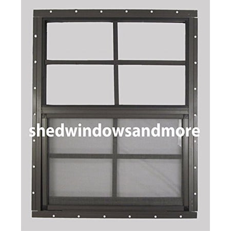 Shed Window 24 X 27 Safety Glass Brown Flush Playhouse Chicken Coop