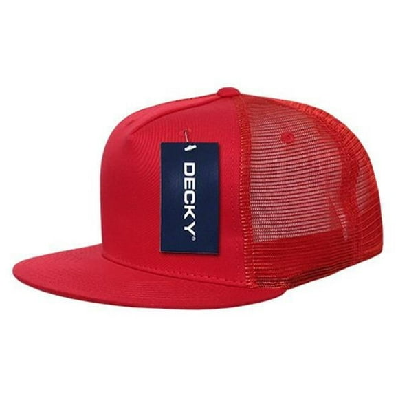 1040-WHT-RED Classic 5 Panel Trucker Cap - White & Red