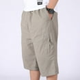 thumbnail image 4 of SWSMCLT Men's Cotton Cargo Shorts Summer Knee Length Zipper Pockets Lounge Bermuda Shorts Loose Fit Casual Walk Shorts Elastic Waist Light Grey 44, 4 of 4