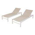 thumbnail image 4 of Iwicker Patio Chaise Sling Lounge Chair Set of 2 Aluminum Outdoor Adjustable Pool Lounge Chairs for Outside, Beige and White, 4 of 7