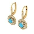thumbnail image 2 of 1.35 ct Lever-Back Drop Dangle Earrings for Women | 4.5mm Round Cut Simulated Turquoise | 14K Yellow Gold, 2 of 5