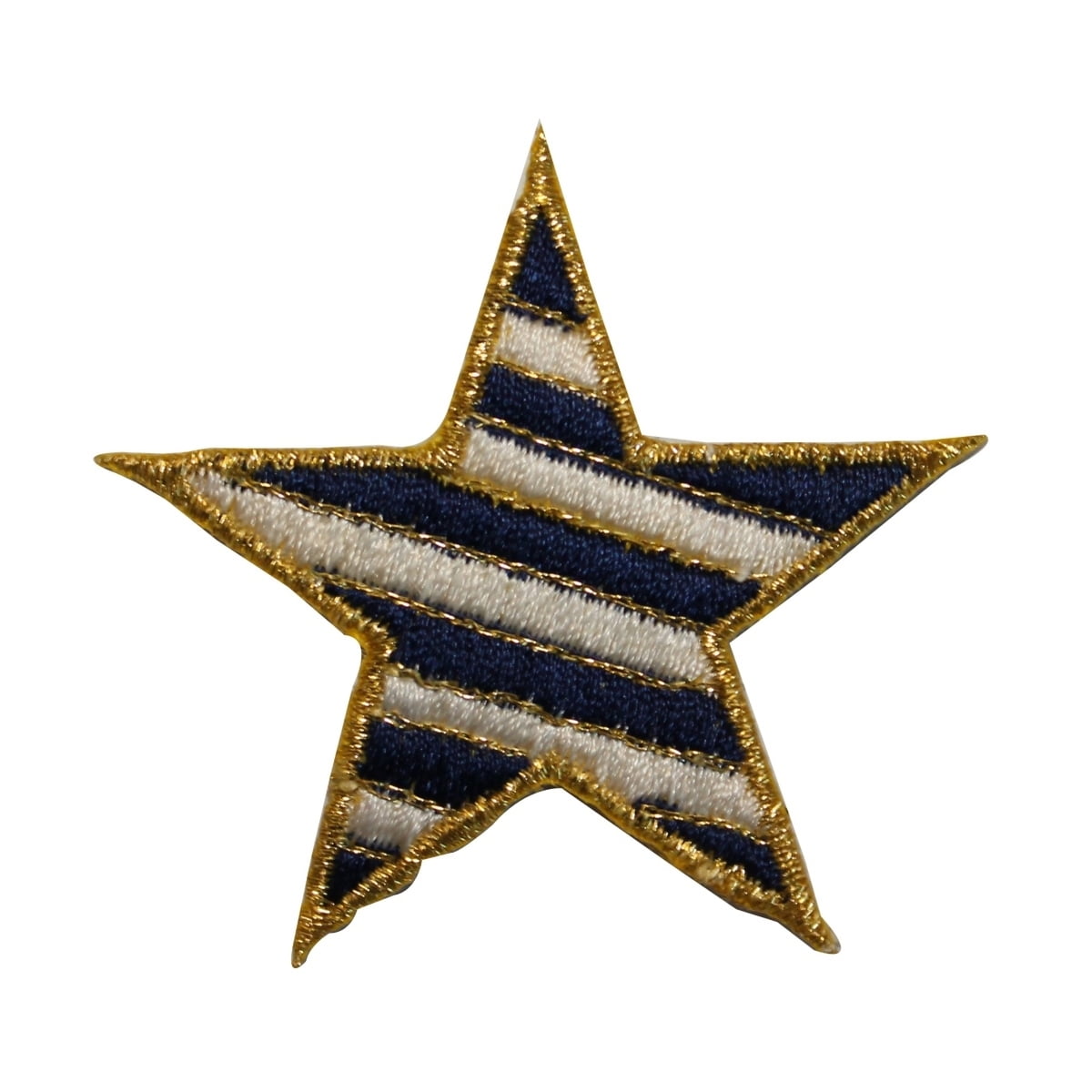 ID 3511 Striped Star Patch Gold Emblem Craft Embroidered Iron On