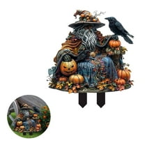 Mikilon Halloween Elder Pumpkin Acrylic Decoration Potted Plants Scene Decoration Props Decoration Plaques for Yard colorful