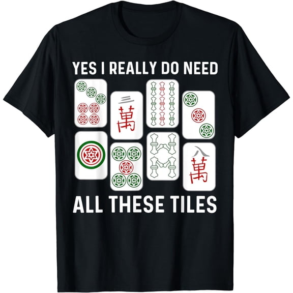 Funny Mahjong Tiles Graphic T-Shirt for Men and Women, Retro Chinese Board Game Player Tee, Casual Short Sleeve Cotton Apparel Gift for Mah-Jongg Lovers