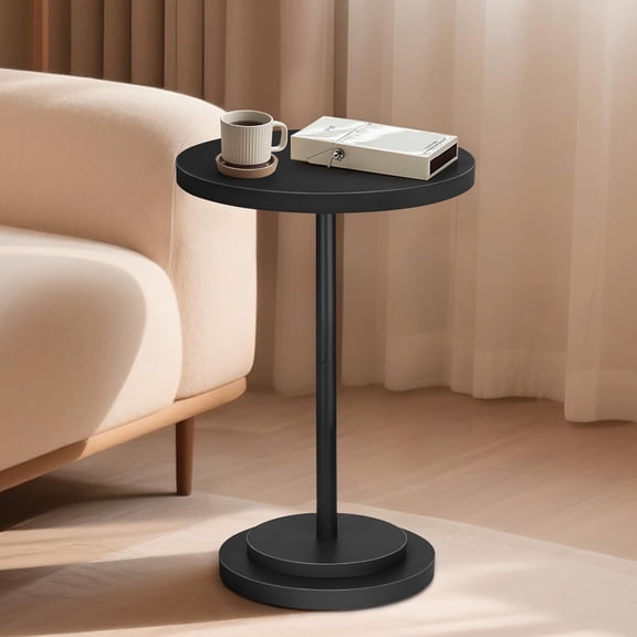 Drink Table, Small Pedestal Side Tables for Small Spaces,  Round Martini Table for Outdoor, Living Room and Bedroom, Black