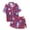 Purple, variant on Kids Halloween Pajamas Size 6-7 Years Girls Holiday Sleepwear Short Sleeve Lapel Top and Shorts Cozy Pjs for Girls Black