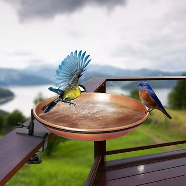Monarch Abode Pure Copper 11 inch Diameter Bird Bath, Bird Feeder with Deck Mounted Stand