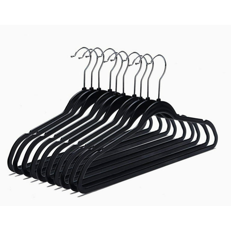 Space Saving 1193759 Flocked Non-Slip Clothes Hangers - Black