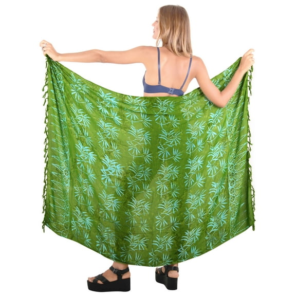 HAPPY BAY Women's Beach Wrap Bikini Swimwear Swim Cover up Summer Wraps Beachwear Sarong Coverups Skirts for Women One Size Shamrock Forest, Leaves