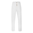 thumbnail image 4 of Yaoyar Mens Pants Solid Buttons Pants High Waist Trouser Casual Loose Fit Athletic Yoga Beach Long Pants(White,2XL), 4 of 5