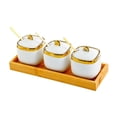 thumbnail image 2 of tamizeot Ceramic Condiment Pots Porcelain Sugar Bowls Condiment Canisters With Lids And Spoons Tray Kitchen Storage Spice Chili, 2 of 6