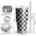 thumbnail image 6 of 30oz Black and White Checkered Pattern Tumblers Stainless Steel Tumbler with Lid and Straw,Vacuum Insulated Double Wall Travel Tumbler Cups Mug with Cleaning Brush for Coffee,Tea, 6 of 7