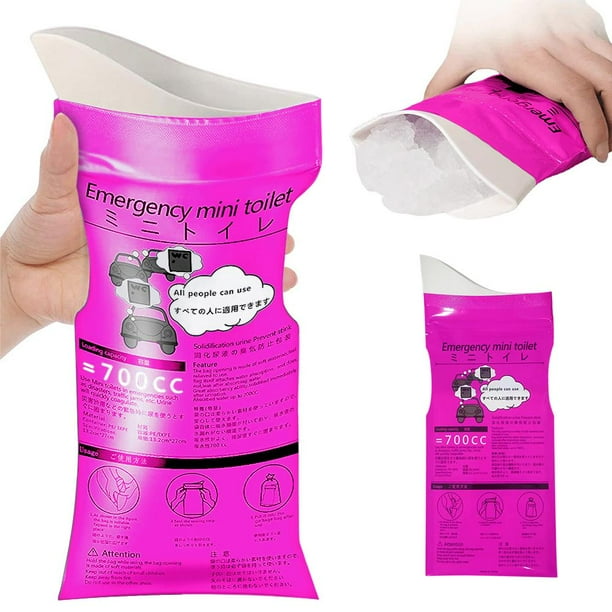 Bolsa de orina para coche de 700 ml, bolsas desechables portátiles para mear para atascos de tráfico (rosa)