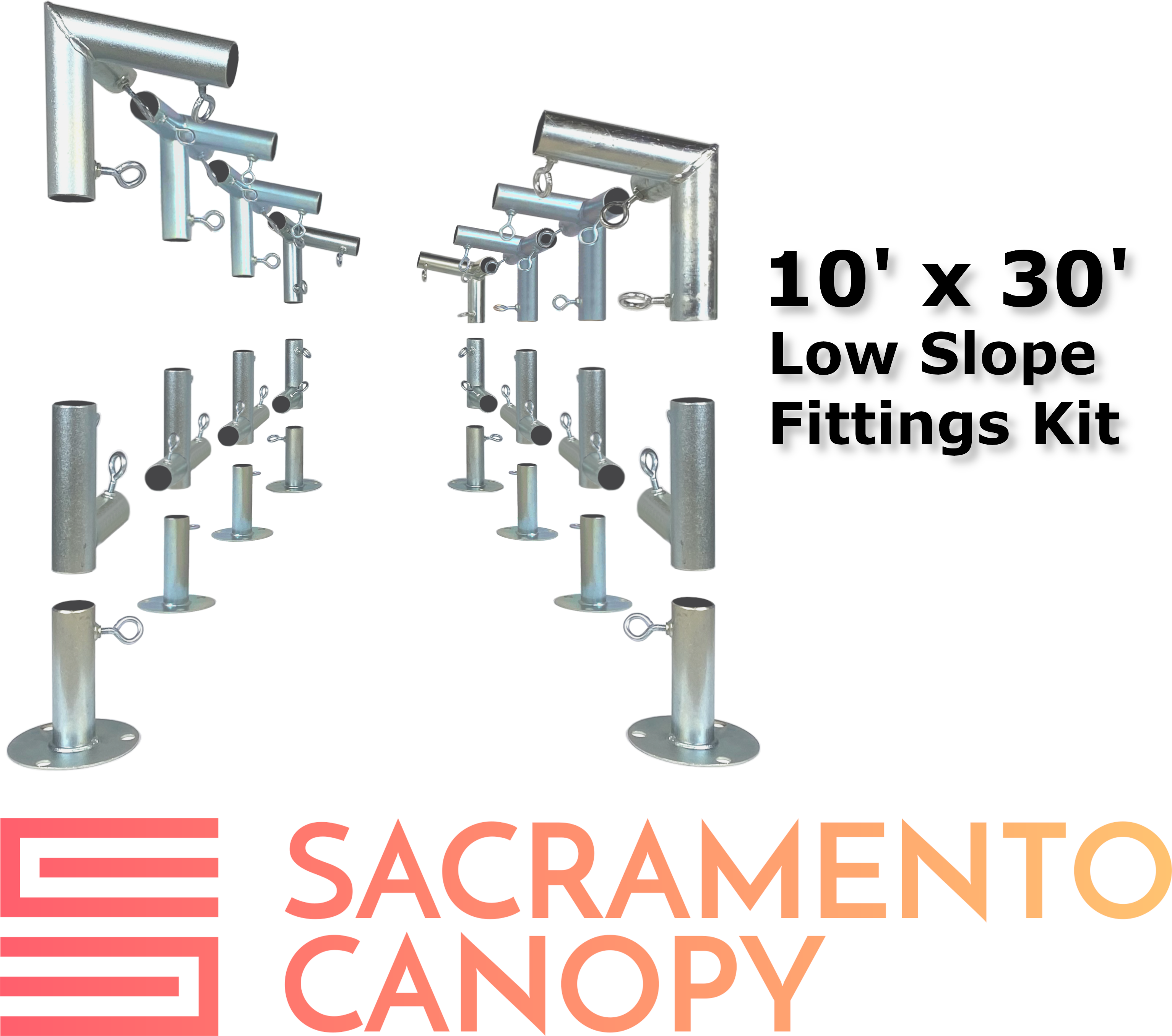 Slope Roof Canopy Fittings Kits (10' Wide) DIY Greenhouse, RV & Boat Carport, Shelter, Shade Structure, Vendor Booth, Tent, Steel Frame EMT Connector Parts, 1" - image 1 of 22