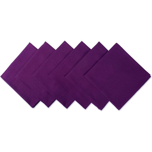 DII Solid Napkin Set Collection, 20x20, Eggplant, 6 Piece