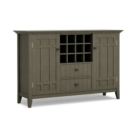 Simpli Home - Bedford Sideboard Buffet and Wine Rack - Dark Chestnut Brown