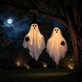 thumbnail image 6 of 2 Packs Halloween Hanging Light-Up Ghost Decorations with Witch Hat Bow, Cute Spooky Couple Ghost Ornaments with Cauldron for Outdoor Indoor Porch Yard Garden Home Halloween Party Decoration, 6 of 7