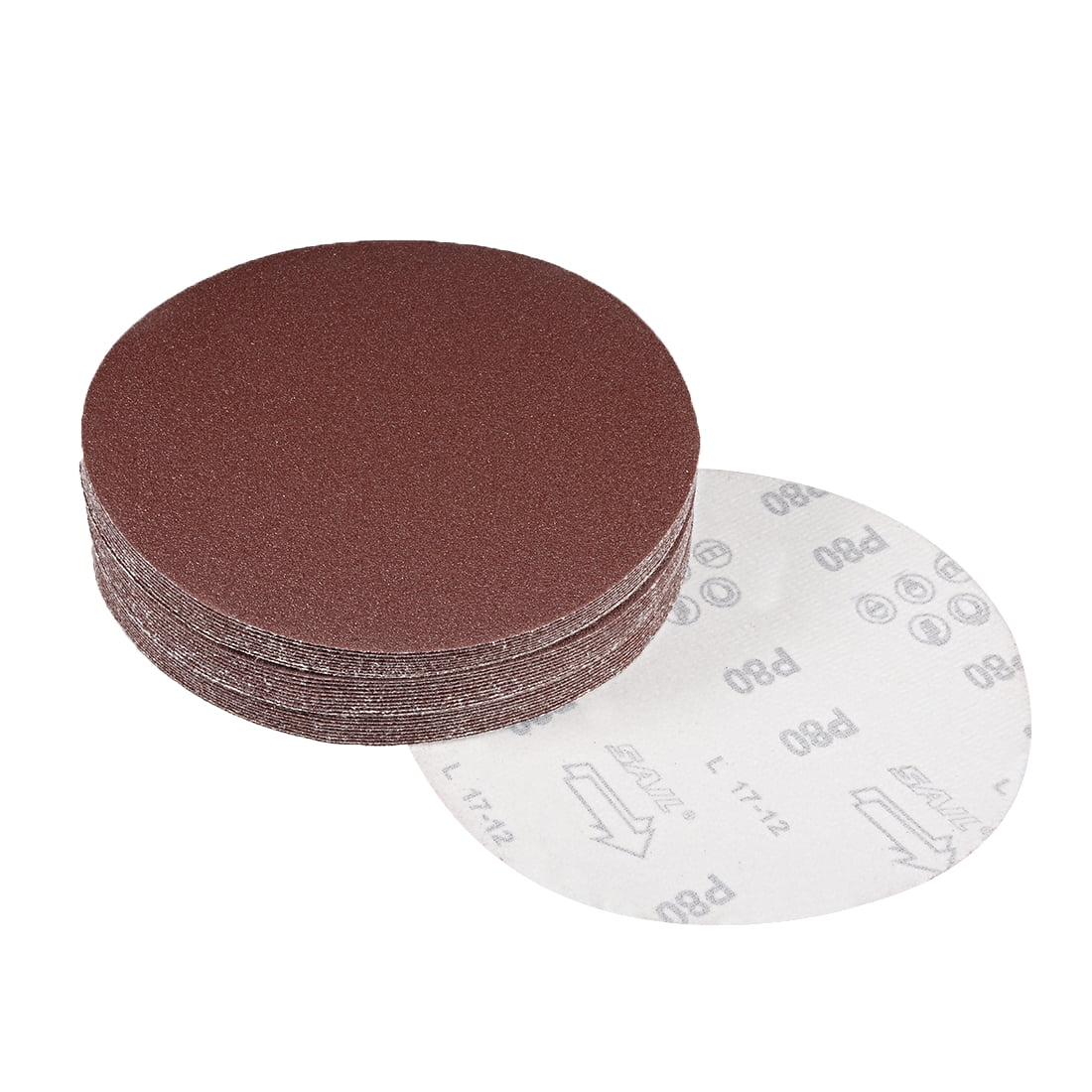 30Pcs 7 Inch Hook and Loop Sanding Disc 80 Grits Flocking Sandpaper