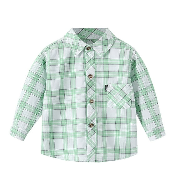 Boys Fall Shirts Girl Clothes Size 10-12 Boys Long Sleeve Flannel Plaid Shirt Button Down Shirts Cotton Plaid Jacket with Pockets Light Green 10-12 Years