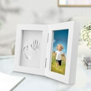 Keyohome Baby Footprint Kit,Newborn Footprint Frame,Wooden Newborn Keepsake Frame,Diy Baby Hand Print Kit for Boys Girls,White