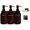 Brown-Stainless, variant on Nurforta Shampoo and Conditioner Dispenser - Shower Soap Dispenser Wall Mounted - 17 fl oz Set of 3 Brown Plastic Bottles with Stainless Steel Pumps & No-Drill Adhesive Holders for Bathroom