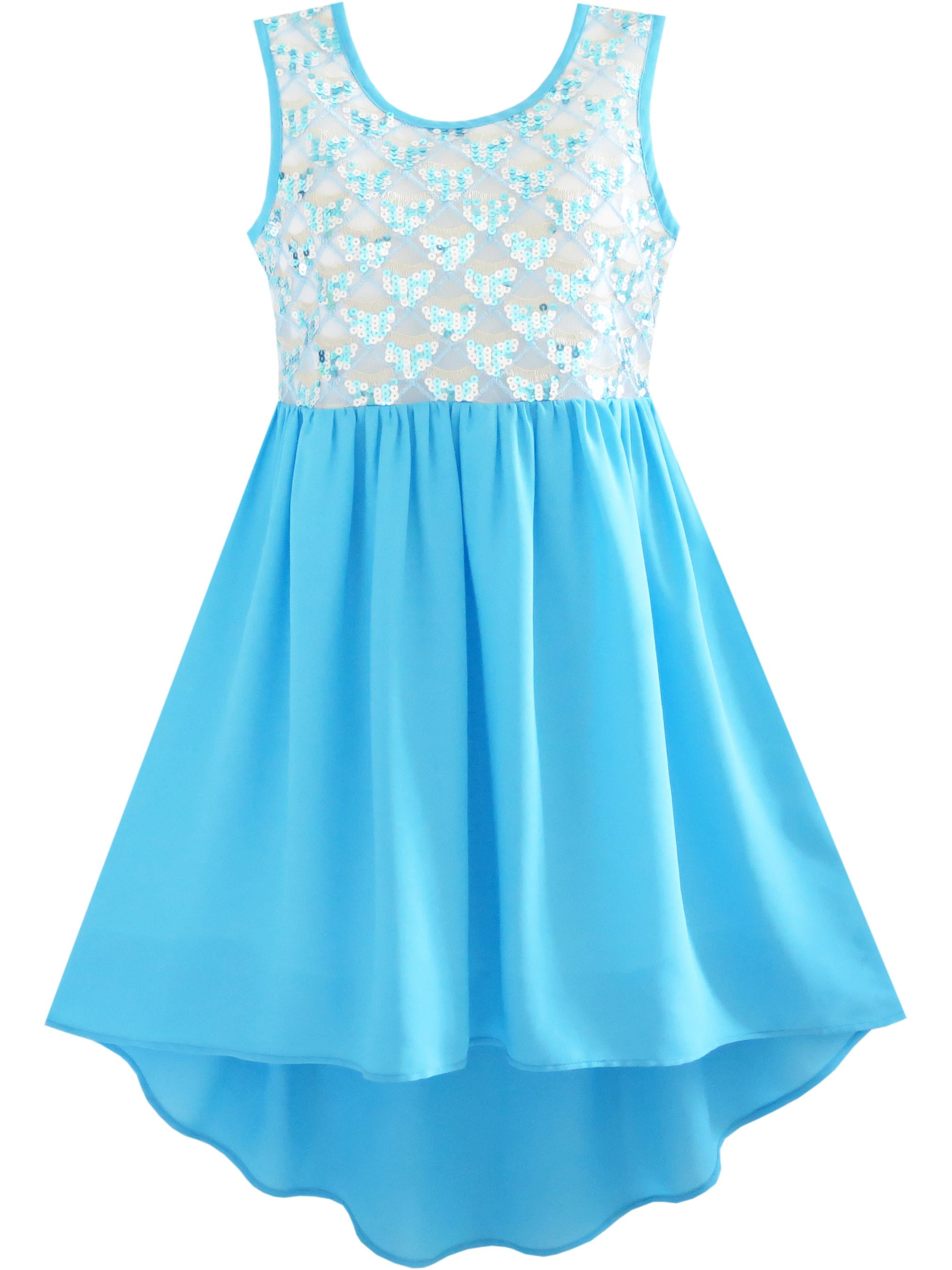 Girls Dress Glitter Hilo Chiffon Dress Party Birthday Princess 12