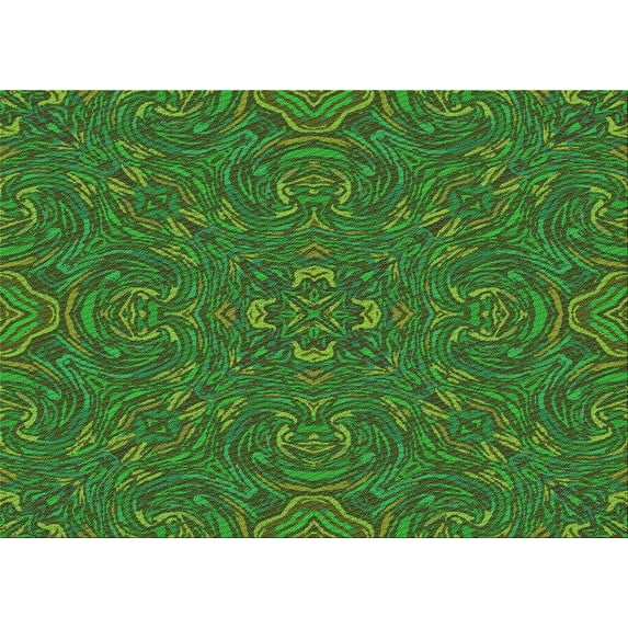Ahgly Company Indoor Rectangle Patterned Dark Forest Green Area Rugs, 2' x 4'