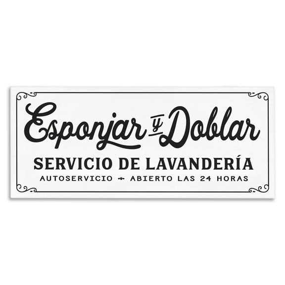Stupell Industries Servicio De Lavandería Bath & Laundry Painting Wrapped Canvas Art Print Wall Art, 24 x 10