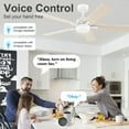 thumbnail image 2 of 52 Inch Smart Ceiling Fan with Lights Remote,Voice Control via Alexa Google WIFI App,Ultra Quiet DC Motor,Outdoor Indoor Modern Ceiling Fans,6-Speed for Bedroom Patio Porch,White and Light Wood Color, 2 of 7