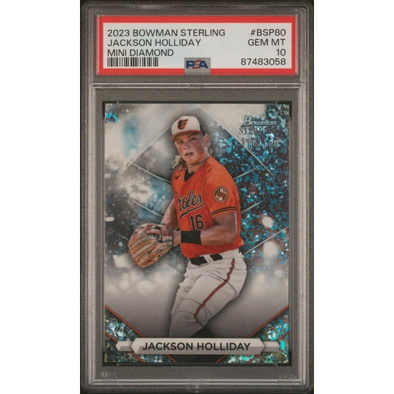 Graded 2023 Topps Bowman Sterling Jackson Holliday #BSP80 Mini Diamond #/150 Rookie RC Baseball Card PSA 10 Gem Mint