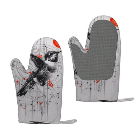 

Lafuoo Abstract Geometric Hummingbird Pattern Silicone Anti-Scalding Gloves Hanging Rope Gloves are Suitable for Kitchen Utensils for Kitchen Baking Cooking Outdoor Barbecue