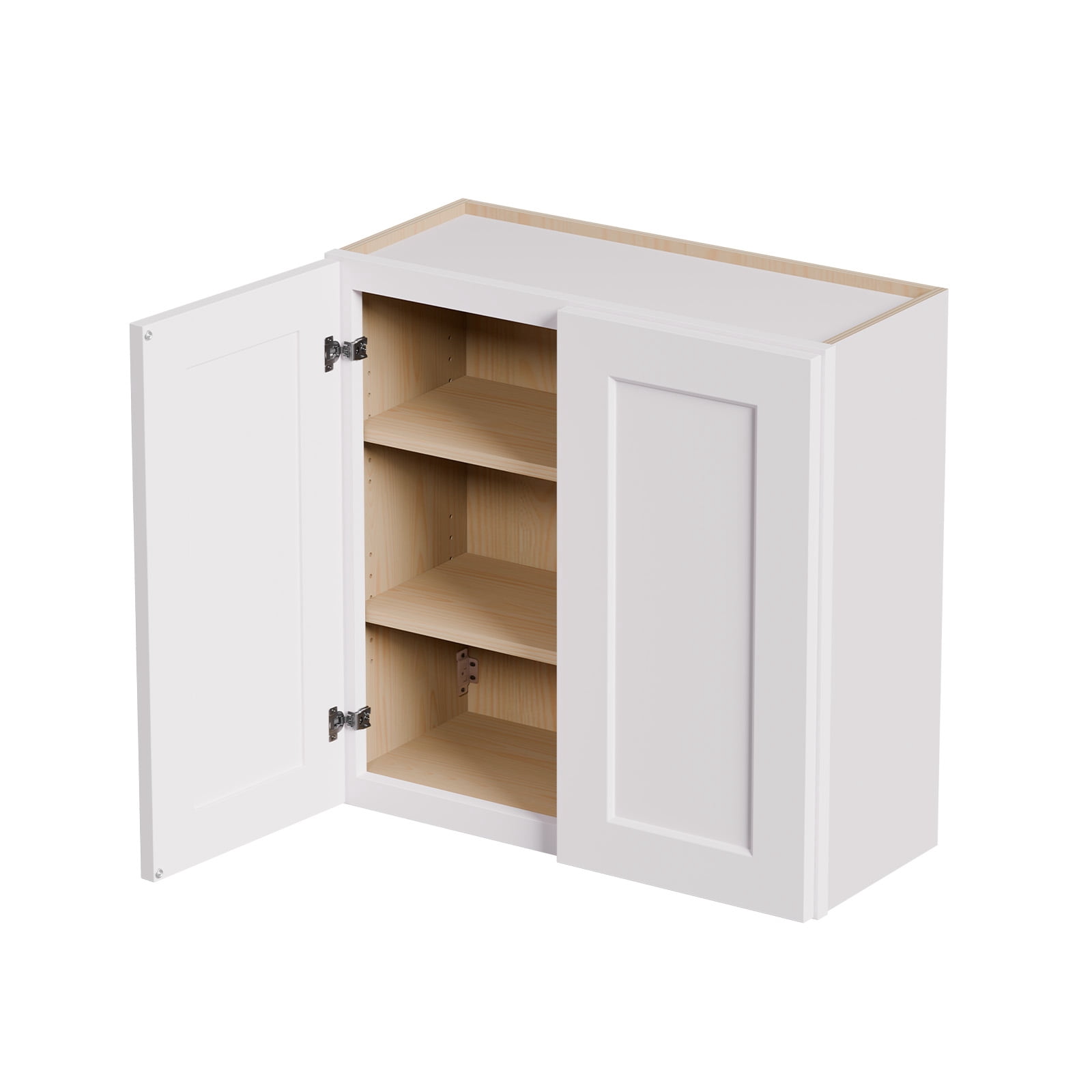 White shaker Solid Wood Double Doors Wall Cabinet 2 Doors and 2 Shelves for Kitchen Storage, Bathroom Storage, Laundry,Adjustable Shelves Ready to Assemble(30"W×12"D×30"H)