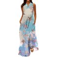 thumbnail image 2 of Robe de Fête Mode Femmes Décontractée Col en V Imprimé Robes Été Sans Manches Robe Chandail Robe de Vacances en Liquidation, 2 of 5