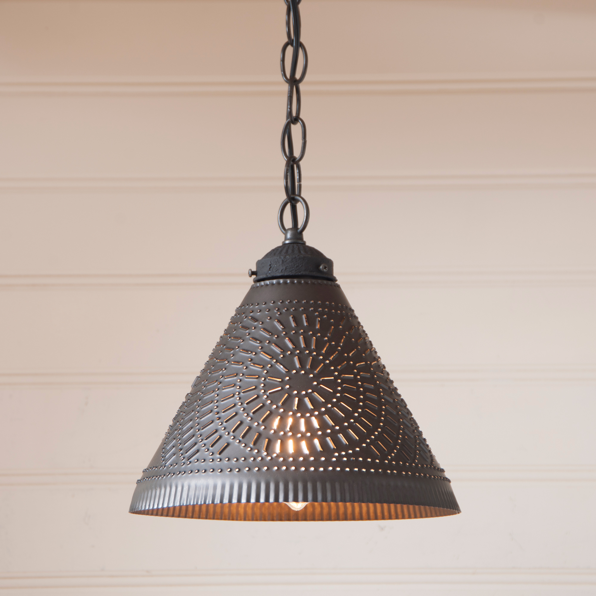 Wellington Shade Light Pendant in Kettle Black Punched Tin Walmart
