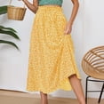 thumbnail image 2 of oqasdz Floral Prints Midi Skirt Boho Flowy Elastic High Waist A Line Skirt Bow Linen Flared Summer Beach Long Skirts for Women with Pockets, 2 of 6