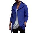 thumbnail image 2 of EOYWHK Denim Jacket Lapel Hooded Pocket Double Breasted Casual Trench Coat Cardigan Coat For Men Cardigan Coat Fall Winter Clearance, 2 of 6