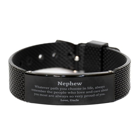 Nephew Black Shark Mesh Bracelet Always so very proud of you Inspirational Nephew Birthday Supporting Gifts From Uncle