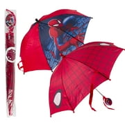 (2 Sets) Spiderman Kids Umbrella,  Marvel Superhero  Umbrella w/ Clamshell Handle Toddler for Little Kids  Rain Wear for Ages 3-6
