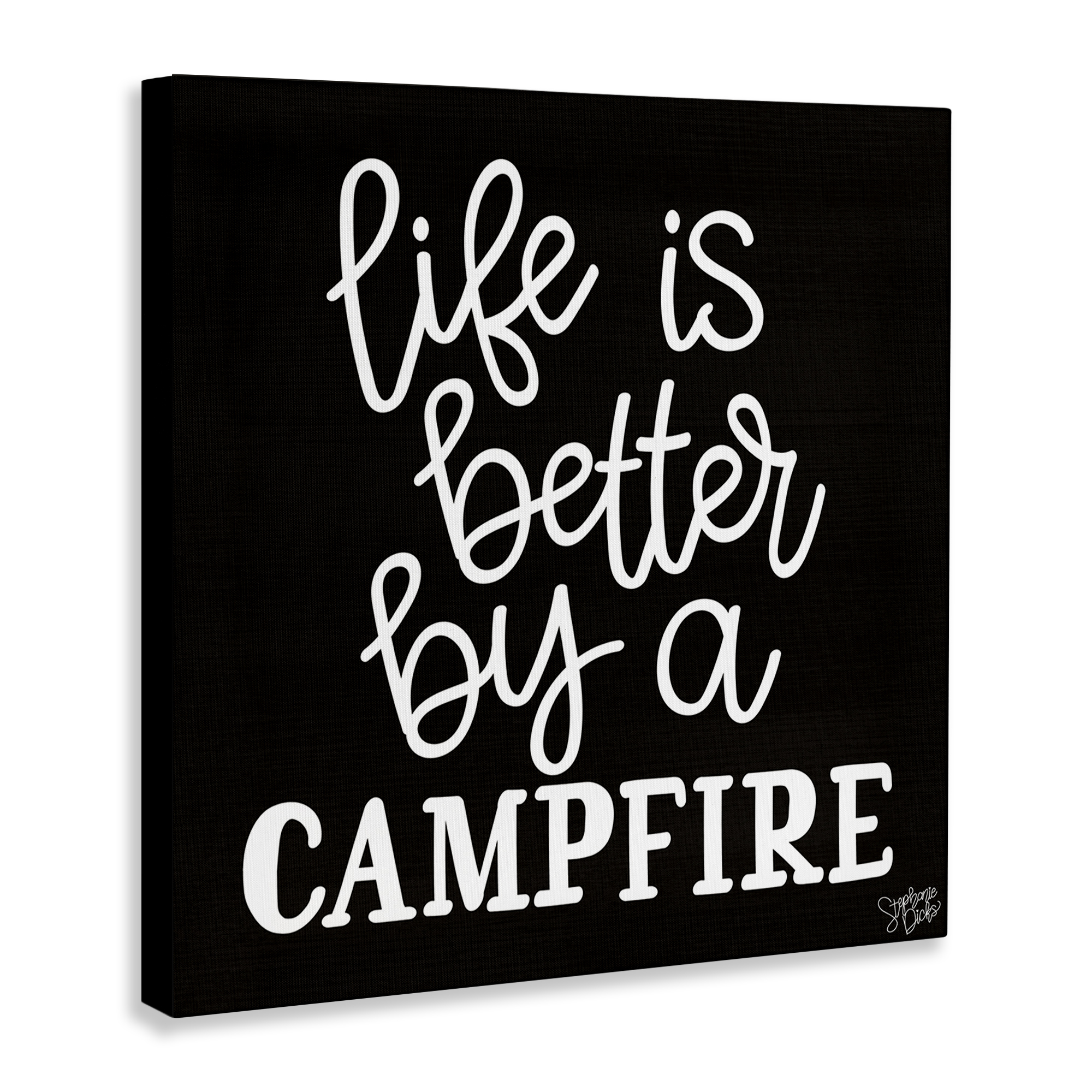 Stupell Industries Better By Campfire Text & Numbers Painting Wrapped Canvas Art Print Wall Art, 36 x 36