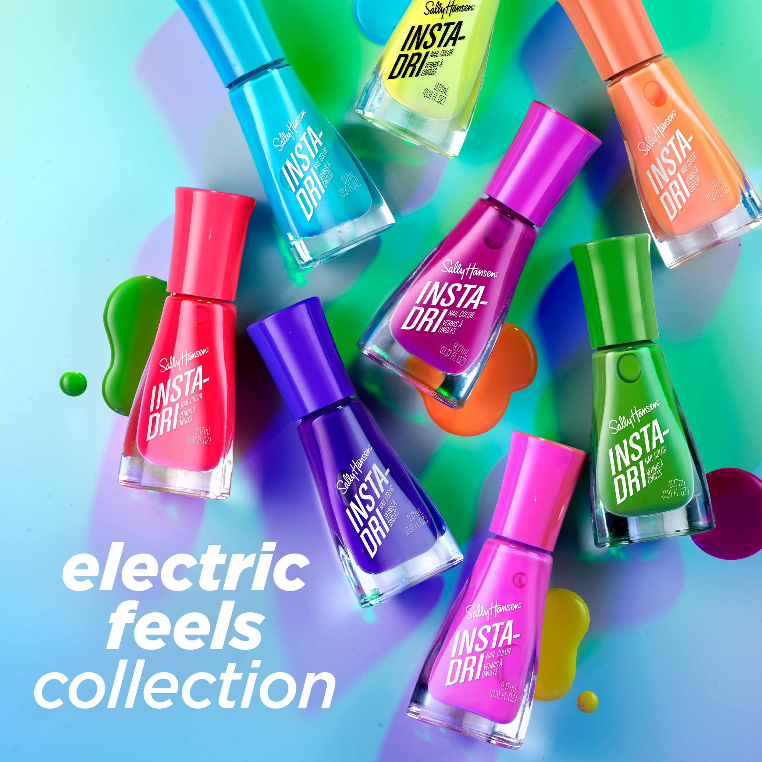 Sally Hansen Insta-Dri Electric Feels Quick-Dry Nail Polish, Electric Splash, 0.31 fl oz