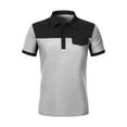 thumbnail image 4 of Playeras Elvqul de Caballero Playa sin Estampado Manga Corta Gris Solapa Con Bolsillos Algodón Abotonada, 4 of 9