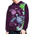 thumbnail image 5 of Xoenoiee Boys Hoodies Hooded Sweater for Kids Long Sleeve Pullover Hoodies Soft Athleticwear with Kangaroo Pocket Fall Winter Clothing, Floral Sea Turtle Hibiscus Pattern, XL, 5 of 7