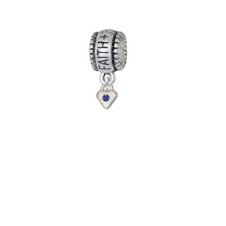 - Mini Blue Birthday Crystal Heart - Faith Hope Love Charm Bead