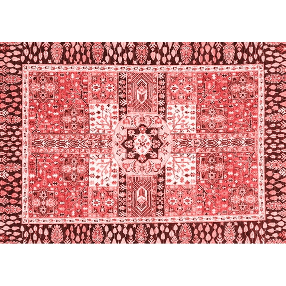 Ahgly Company Indoor Rectangle Abstract Red Modern Area Rugs, 7' x 10'