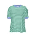 thumbnail image 6 of GaThRRgYP Womens Tops Summer,Women Summer Striped T Shirt Short Sleeve Puff Sleeve Crewneck Blouse Casual Klim Color Block Trendy Crewneck Striped Shirts Tops Green XXL, 6 of 8