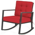 thumbnail image 3 of Pemberly Row 2 Pieces Rattan Outdoor Patio Rocking Chair with Cushion in Red, 3 of 9
